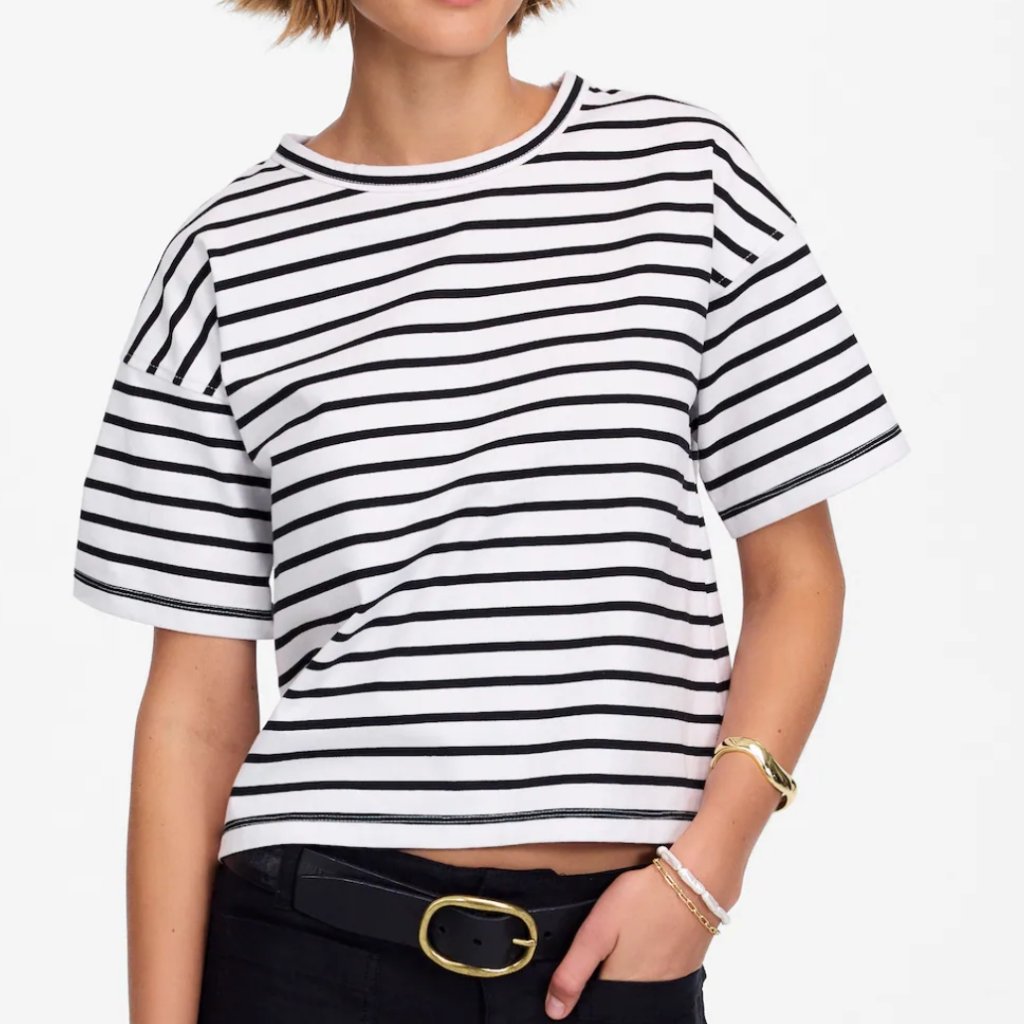 Madewell Black And White Striped Short Sleeve Tee